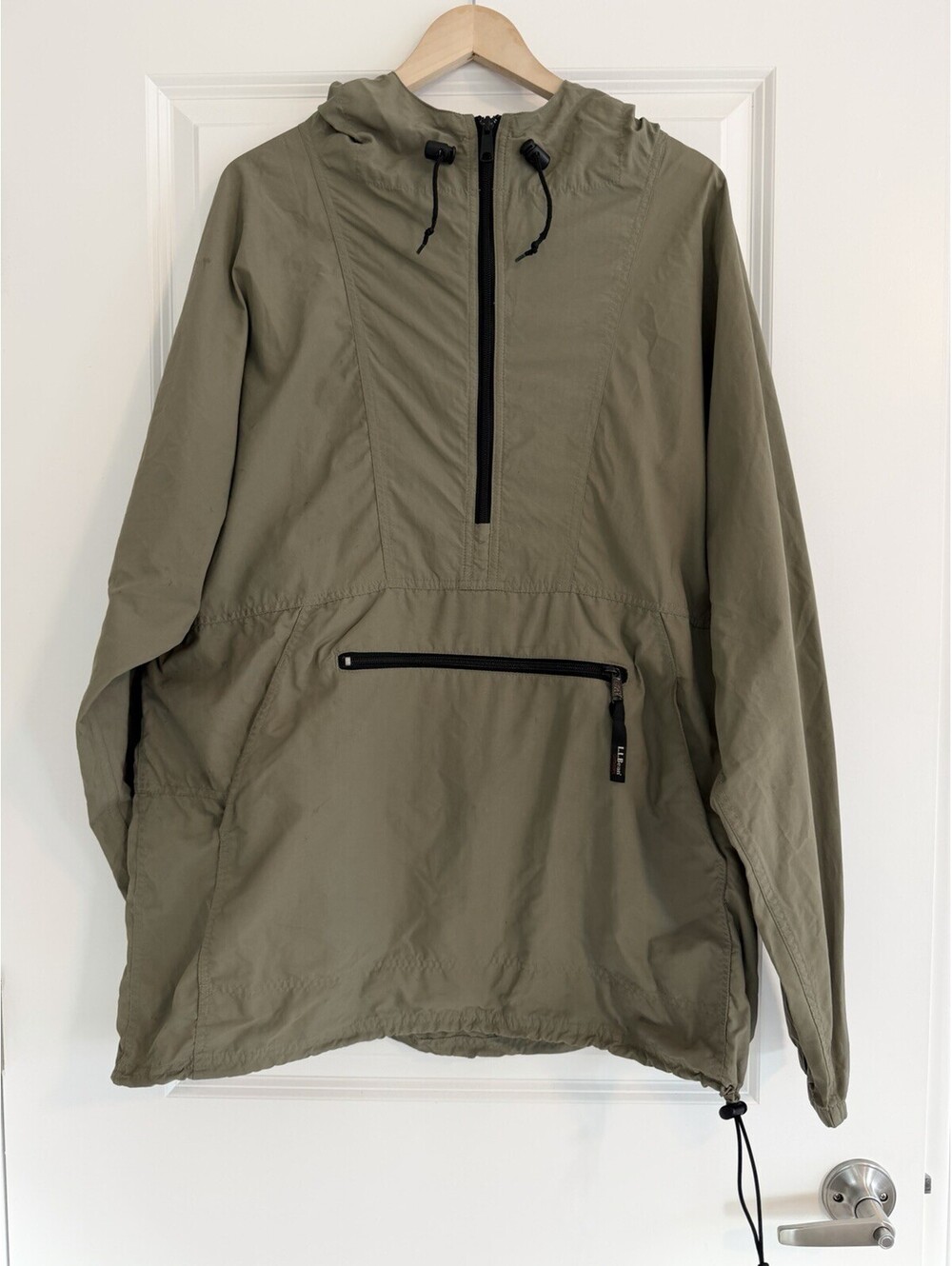 L.L. Bean Jacket Men's Tall Large Green Hooded Windbreaker Pullover Outdoors